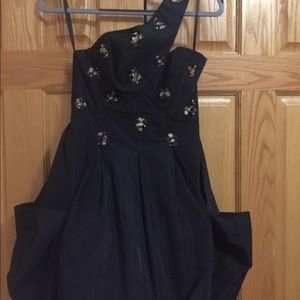 BCBG MaxAzria One Shoulder Black Dress